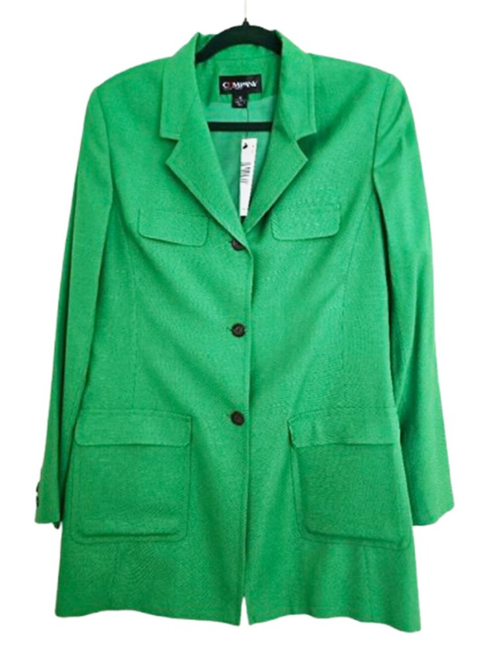 NWT Company Ellen Tracy Emerald Green Long Blazer Jacket Size 10 Pockets
